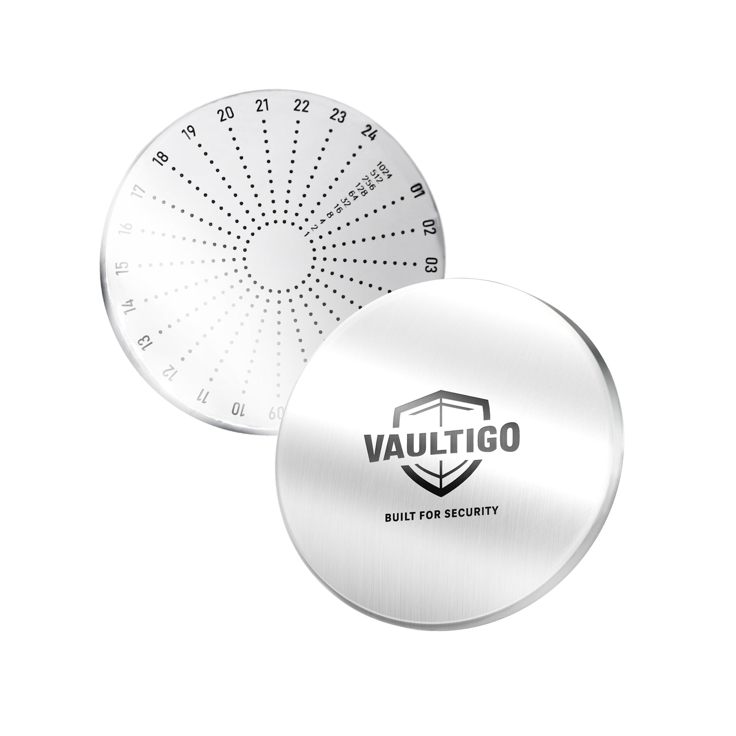 Vaultigo Stainless Steel Round Mnemonic Plate - Front & Back View